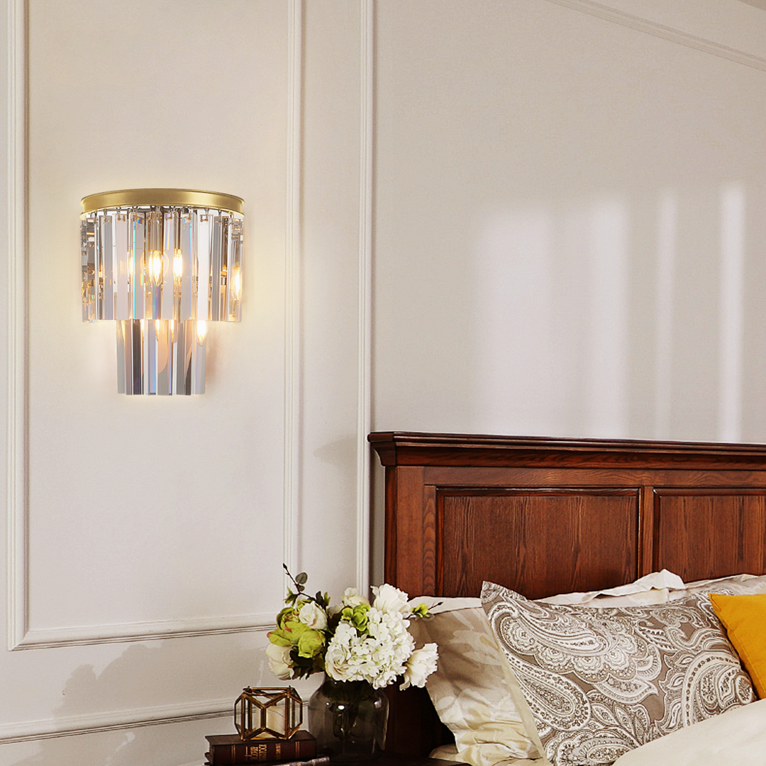 Della 2-Tier Crystal Semi-Round Sconce