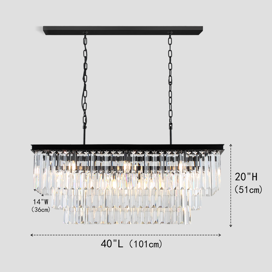Della 3-Tier Crystal Rectangular Chandelier