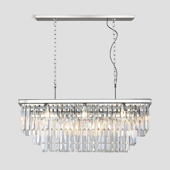 Della 3-Tier Crystal Rectangular Chandelier
