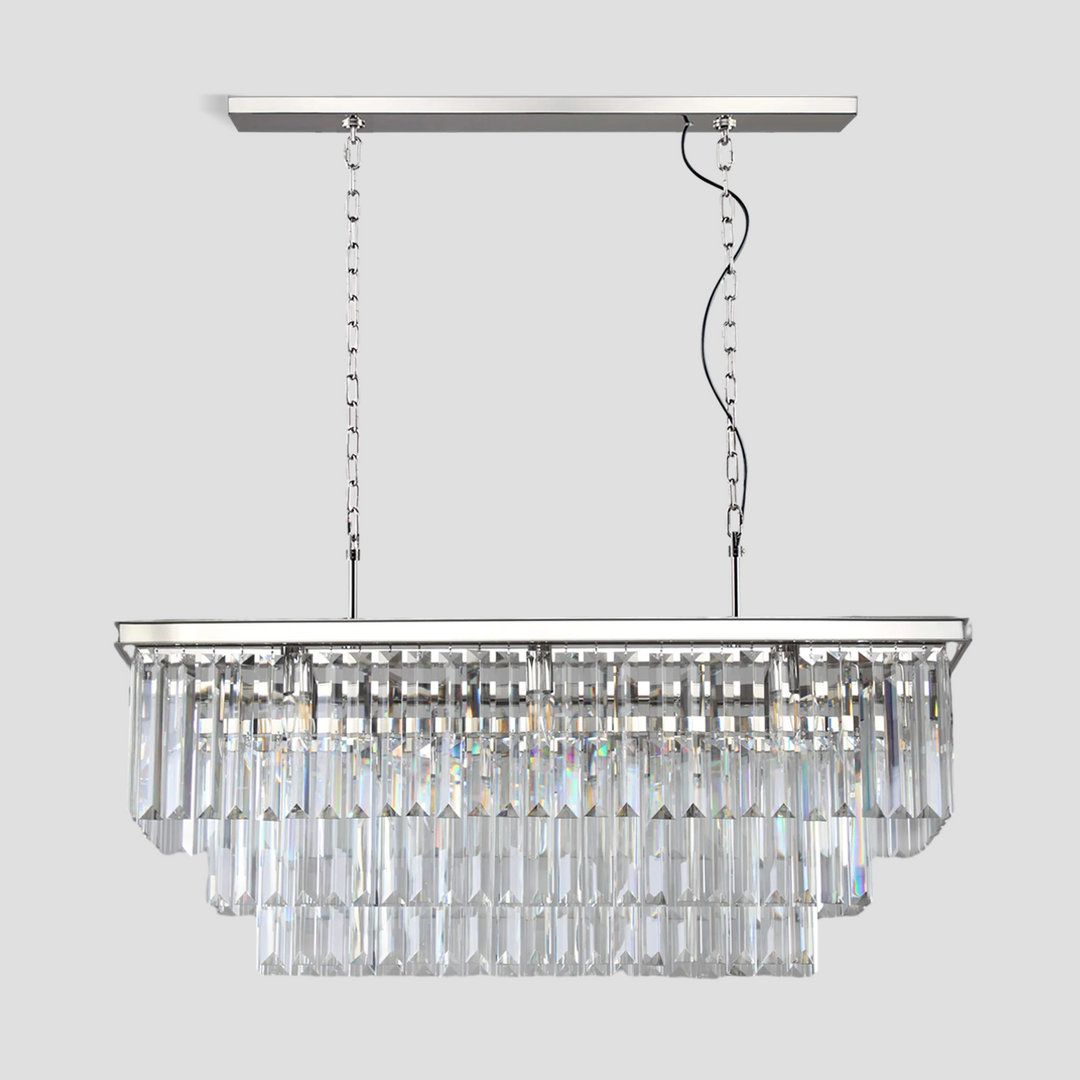 Della 3-Tier Crystal Rectangular Chandelier