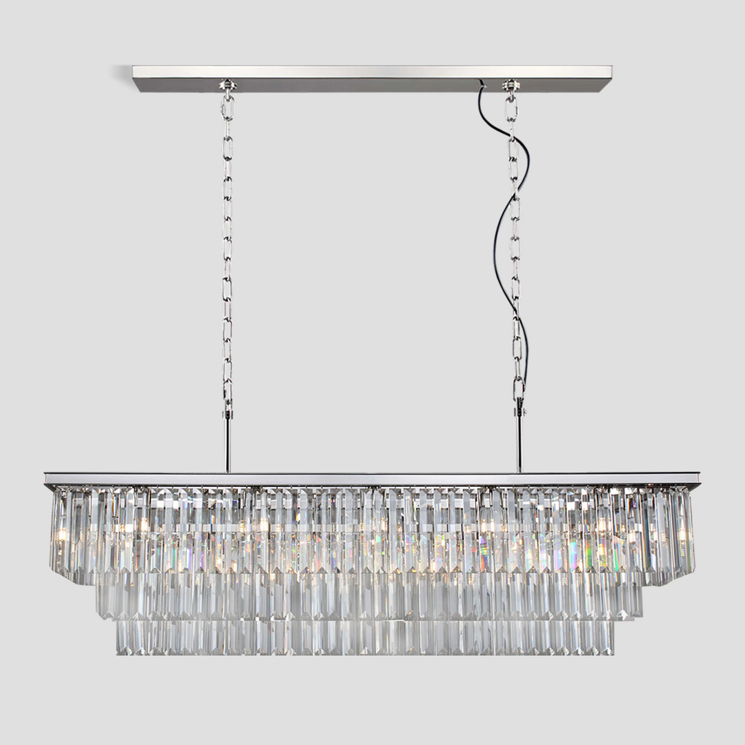 Della 3-Tier Crystal Rectangular Chandelier