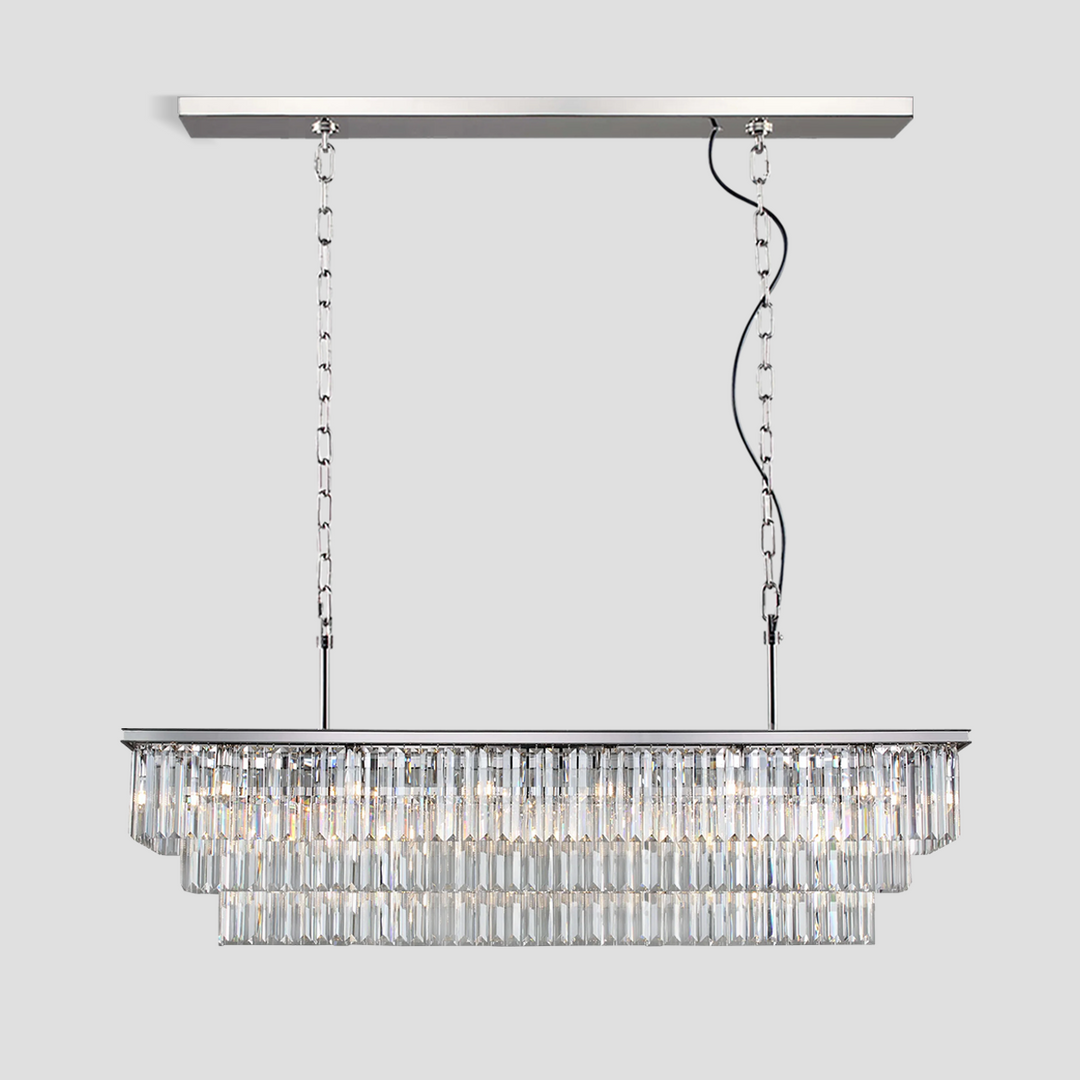 Della 3-Tier Crystal Rectangular Chandelier