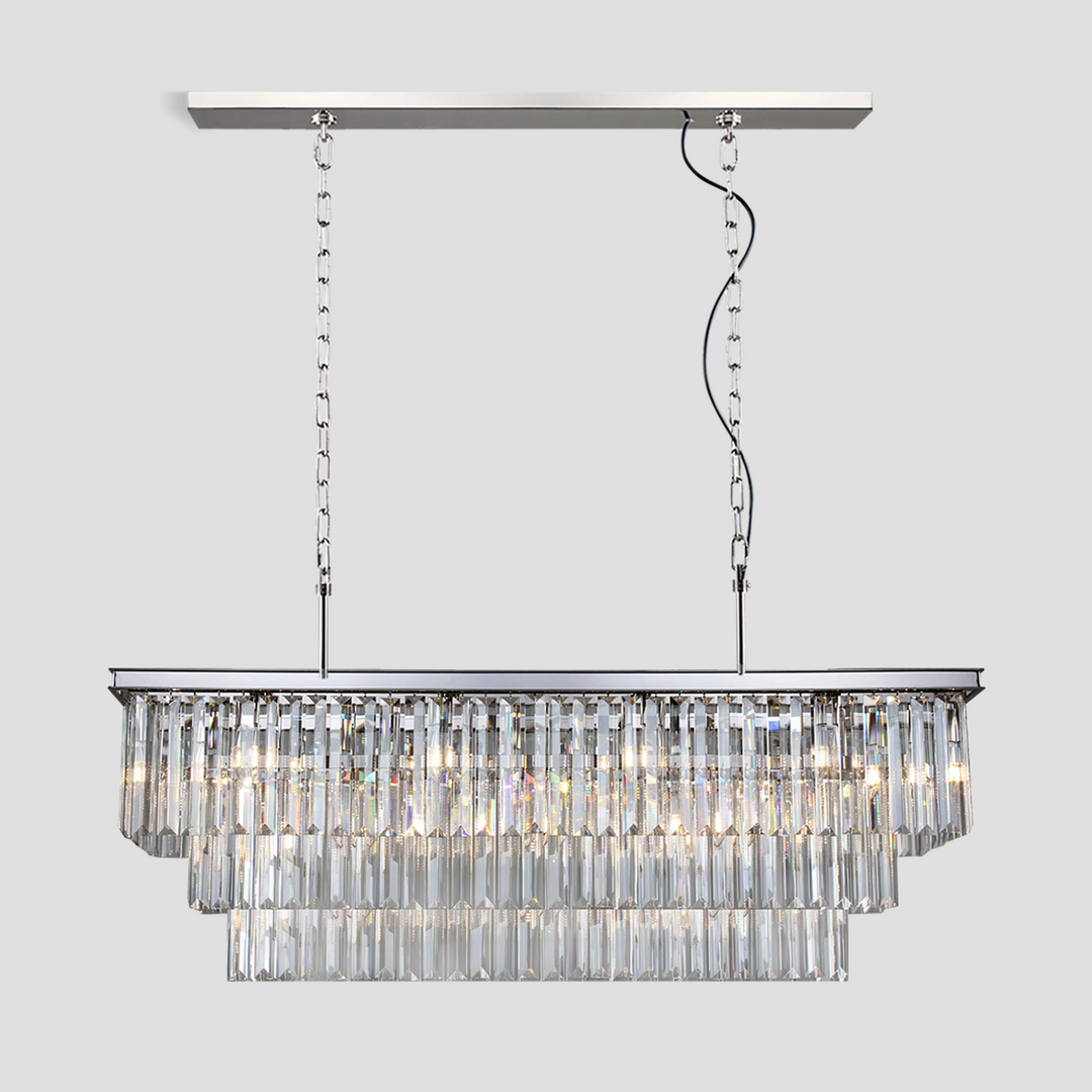 Della 3-Tier Crystal Rectangular Chandelier