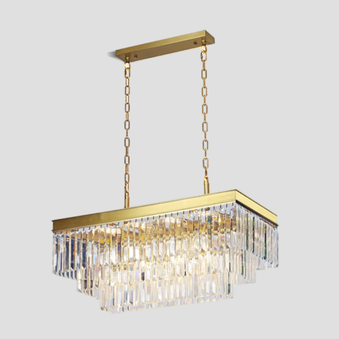 Della 3-Tier Crystal Rectangular Chandelier
