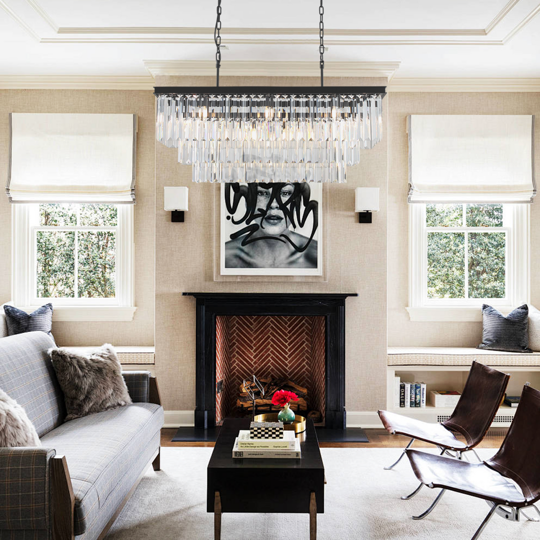 Della 3-Tier Crystal Rectangular Chandelier
