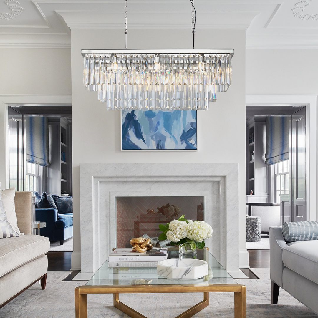 Della 3-Tier Crystal Rectangular Chandelier
