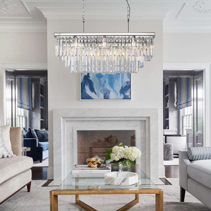 Della 3-Tier Crystal Rectangular Chandelier