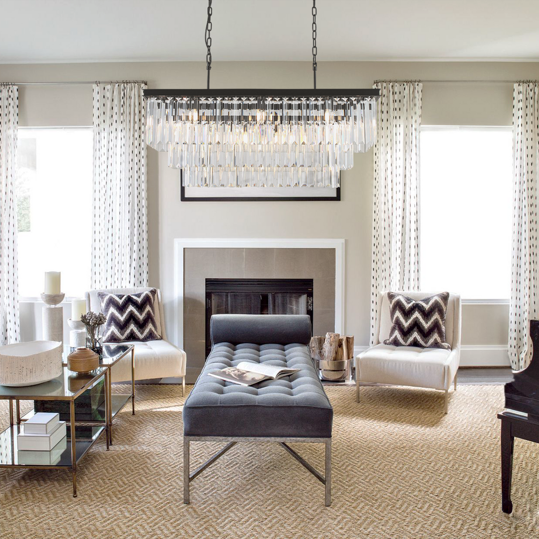 Della 3-Tier Crystal Rectangular Chandelier
