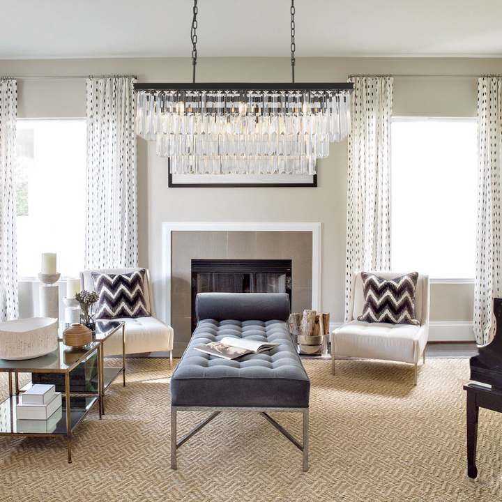 Della 3-Tier Crystal Rectangular Chandelier