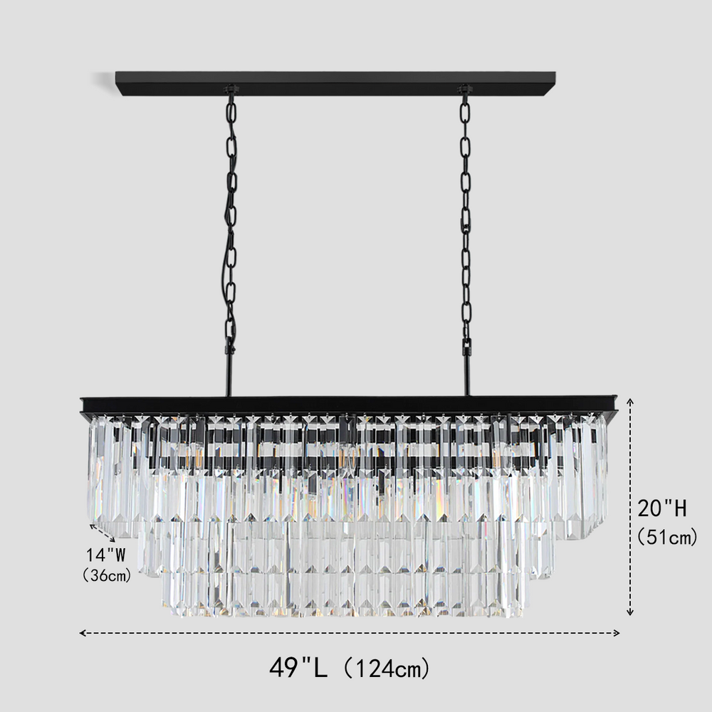 Della 3-Tier Crystal Rectangular Chandelier