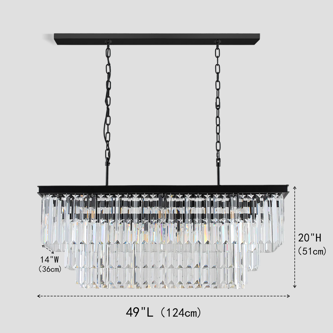 Della 3-Tier Crystal Rectangular Chandelier