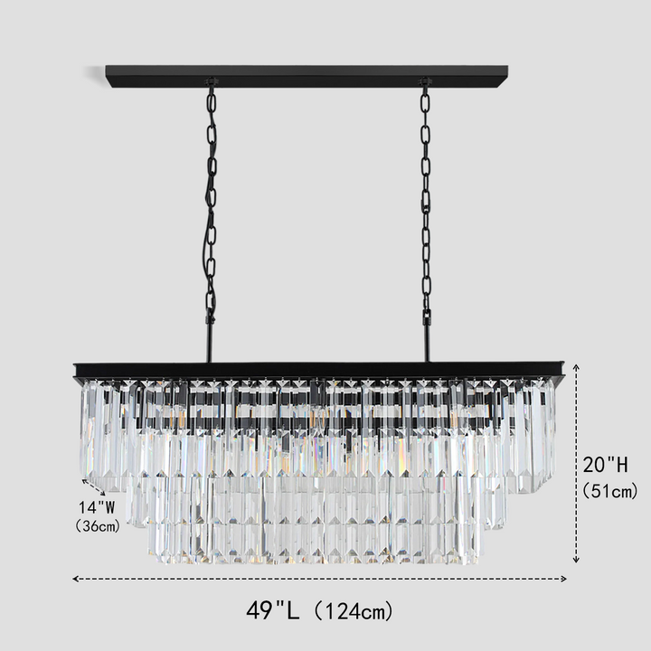 Della 3-Tier Crystal Rectangular Chandelier