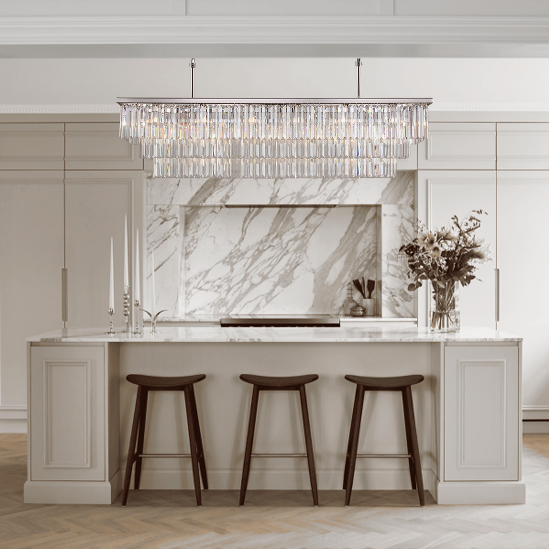 Della 3-Tier Crystal Rectangular Chandelier