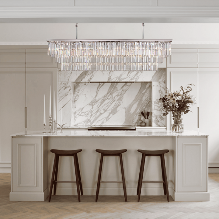 Della 3-Tier Crystal Rectangular Chandelier