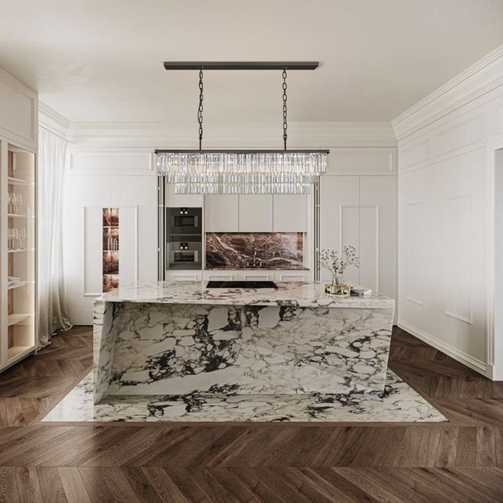 Della 3-Tier Crystal Rectangular Chandelier