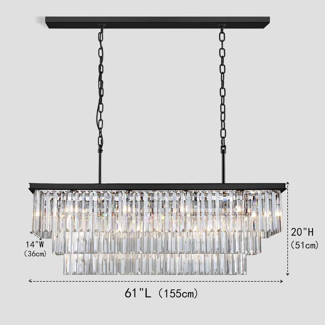 Della 3-Tier Crystal Rectangular Chandelier