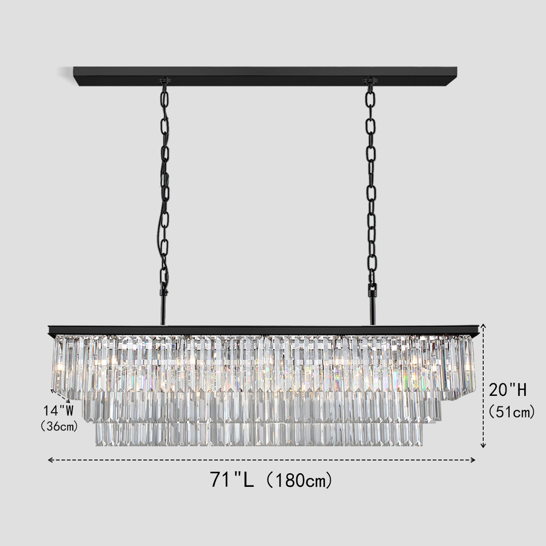Della 3-Tier Crystal Rectangular Chandelier