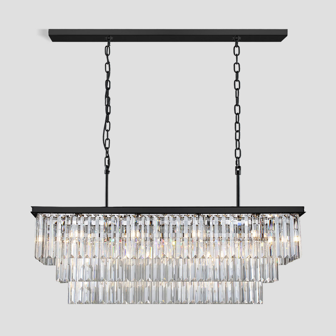 Della 3-Tier Crystal Rectangular Chandelier
