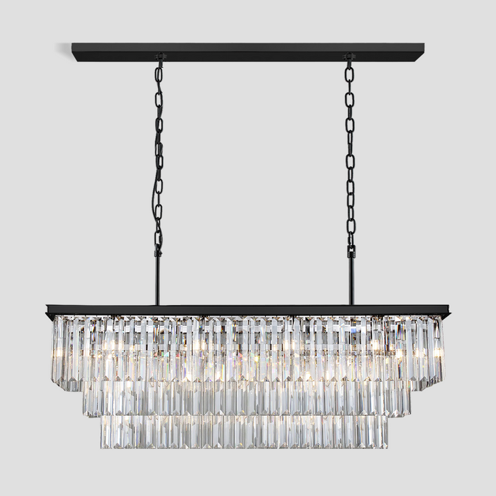 Della 3-Tier Crystal Rectangular Chandelier