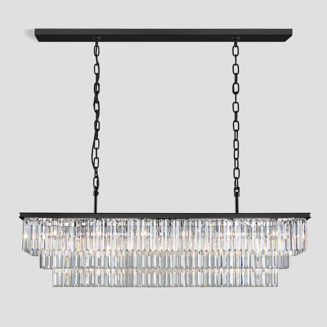 Della 3-Tier Crystal Rectangular Chandelier