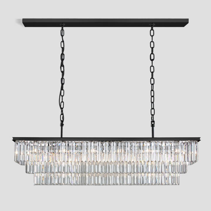 Della 3-Tier Crystal Rectangular Chandelier