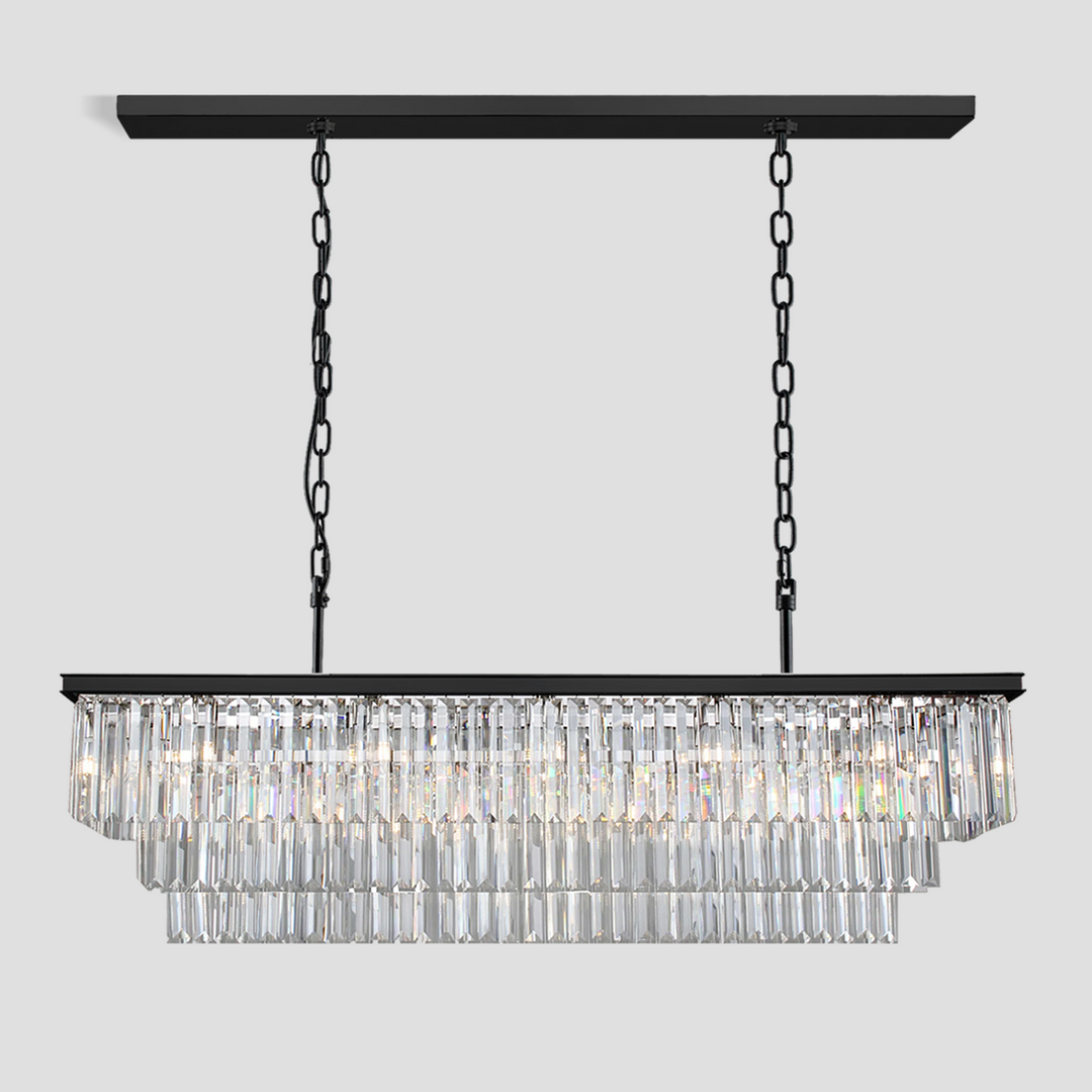 Della 3-Tier Crystal Rectangular Chandelier