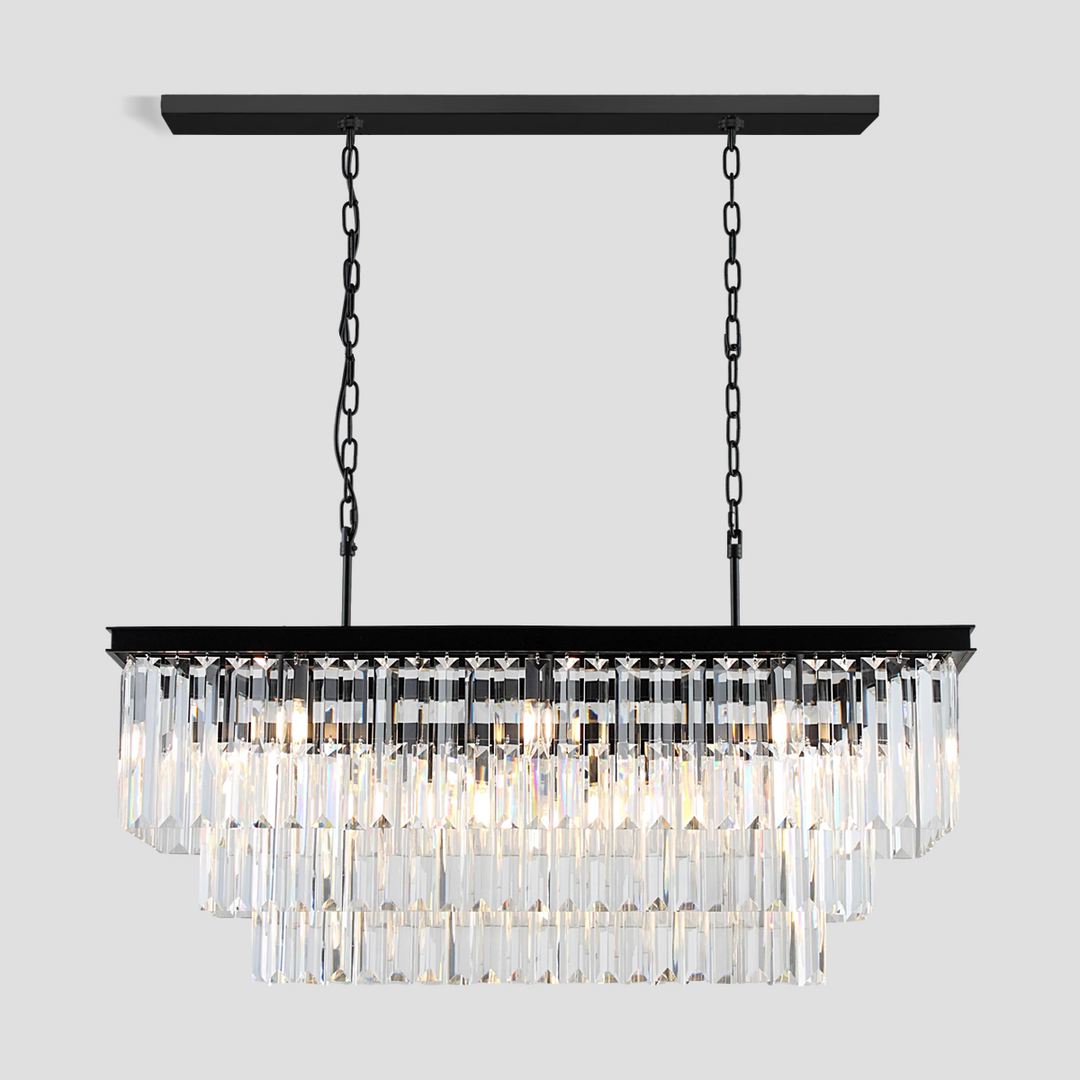 Della 3-Tier Crystal Rectangular Chandelier