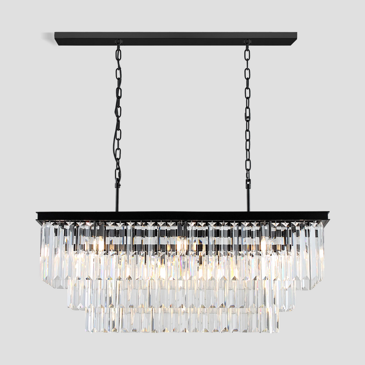 Della 3-Tier Crystal Rectangular Chandelier