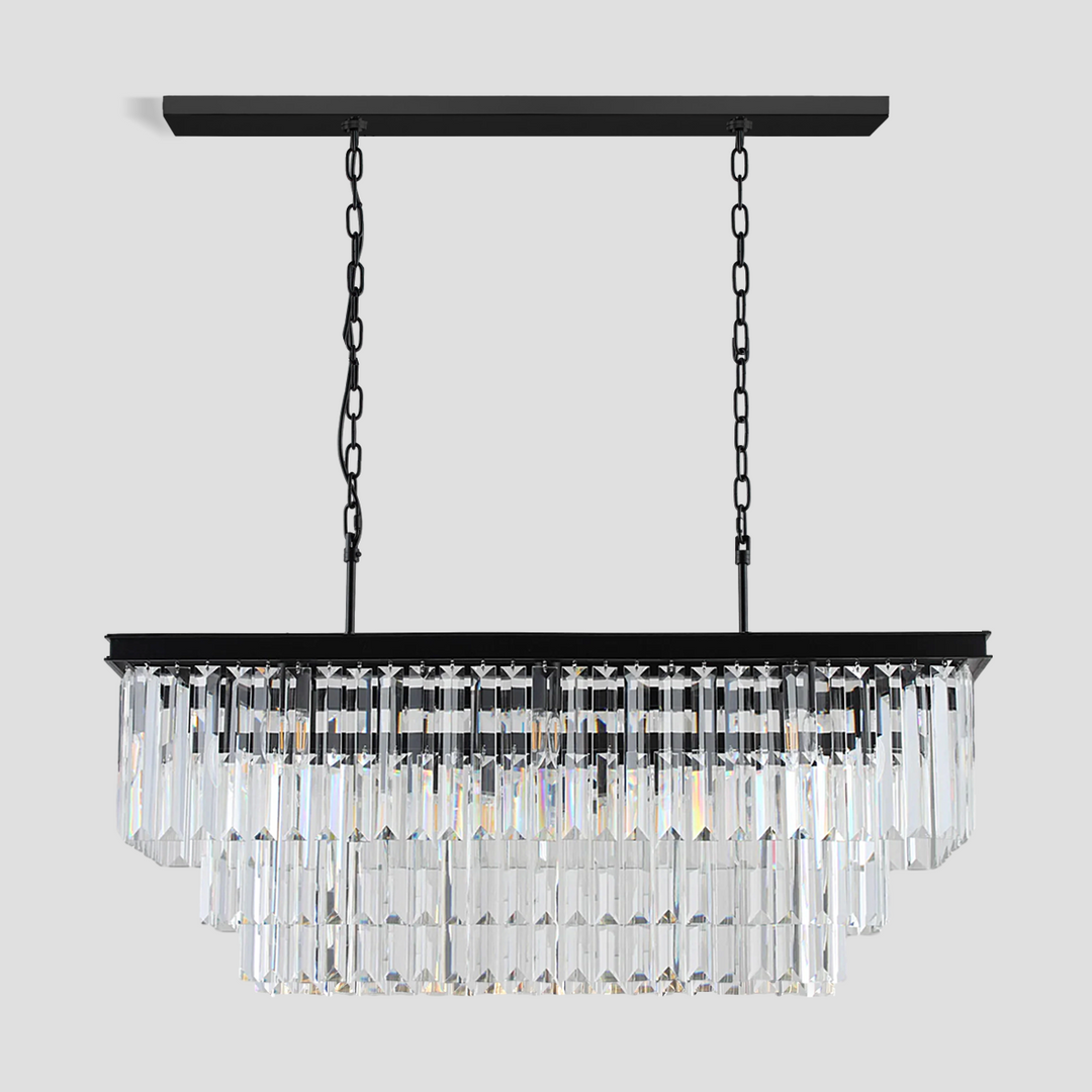 Della 3-Tier Crystal Rectangular Chandelier