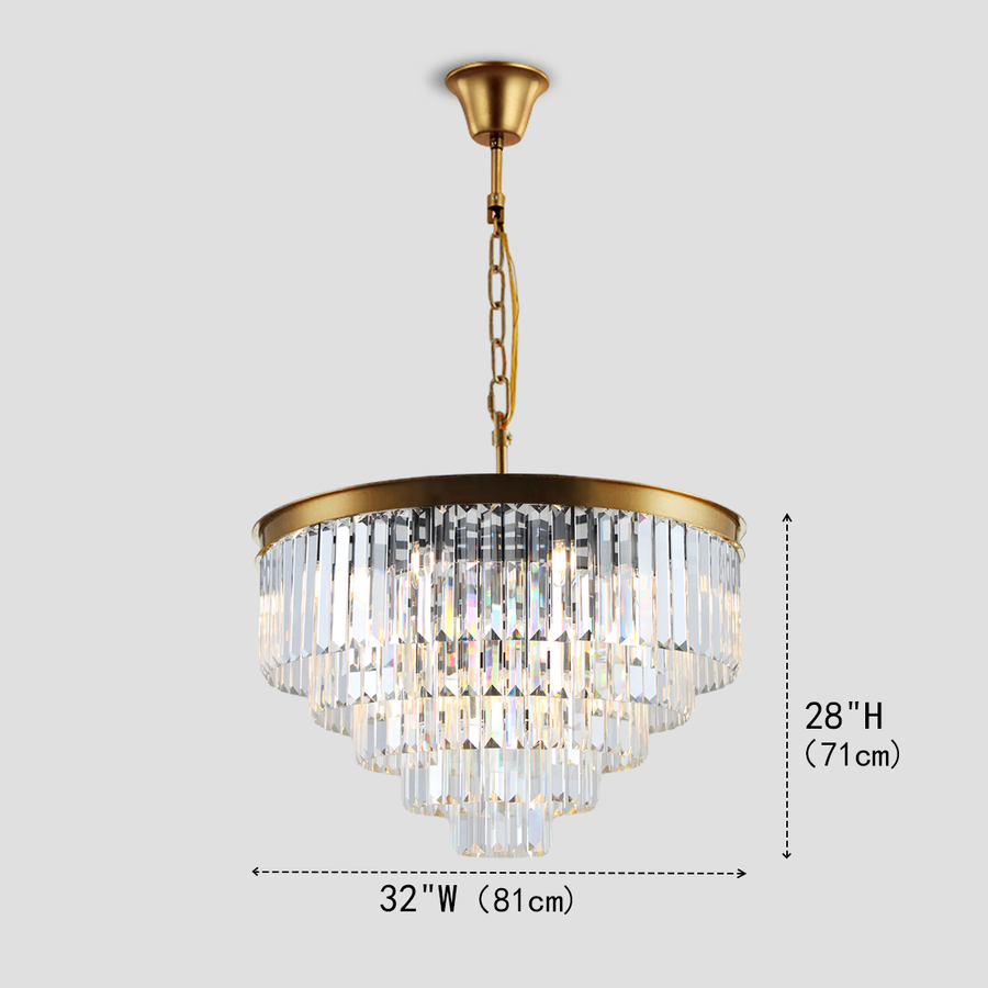 Della  Multi-Tier Clear/Smoke Crystal Round Chandelier