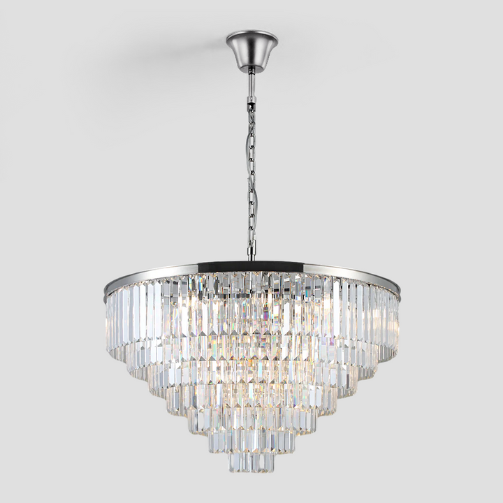 Della  Multi-Tier Clear/Smoke Crystal Round Chandelier