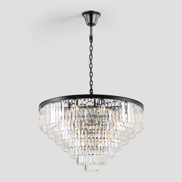 Della  Multi-Tier Clear/Smoke Crystal Round Chandelier