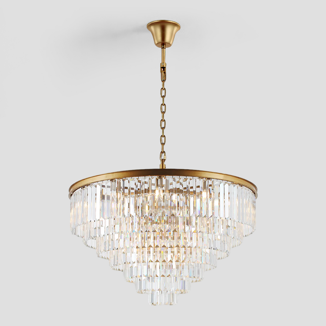 Della  Multi-Tier Clear/Smoke Crystal Round Chandelier