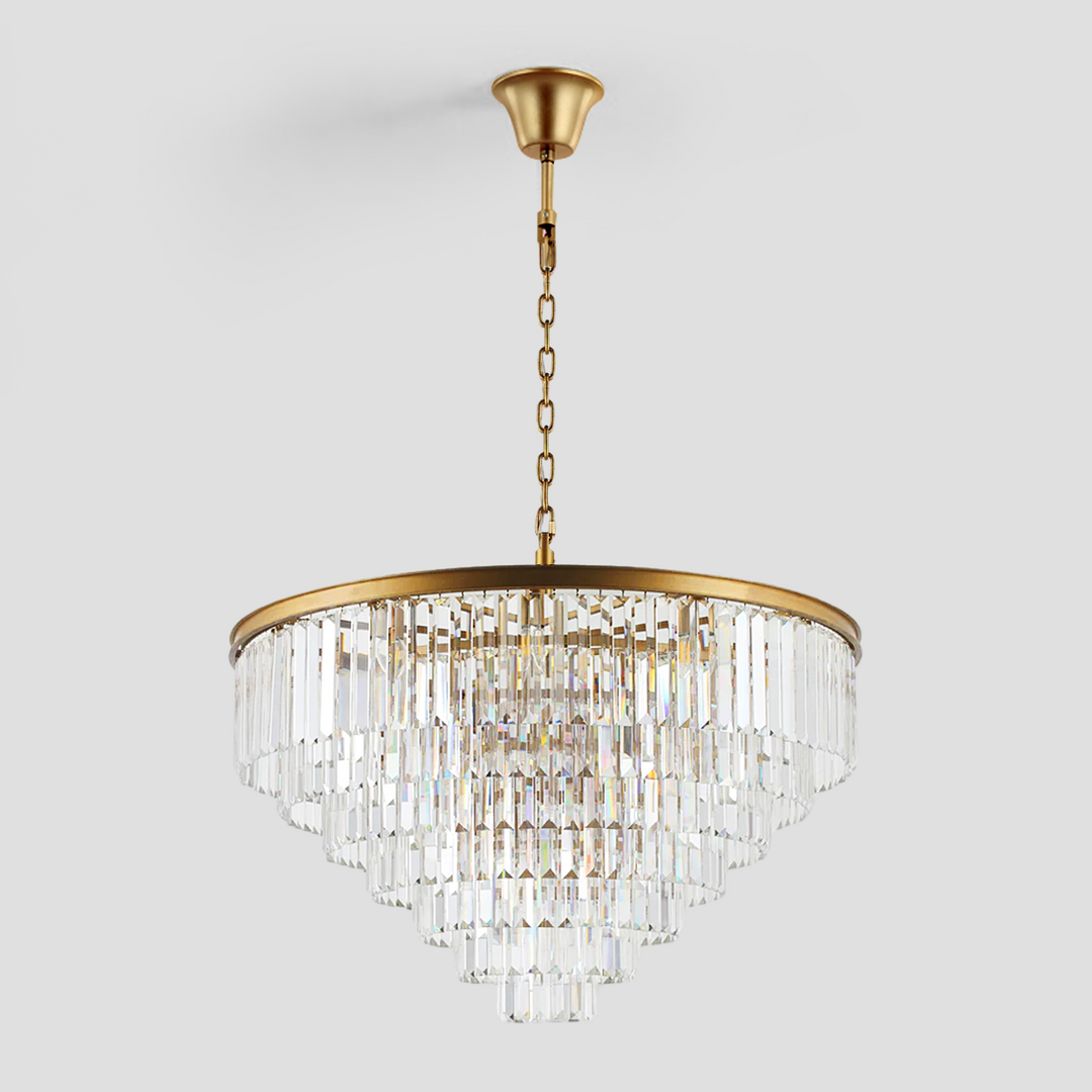 Della  Multi-Tier Clear/Smoke Crystal Round Chandelier