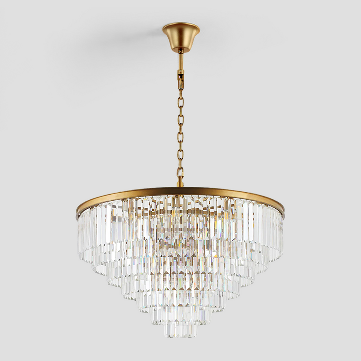 Della  Multi-Tier Clear/Smoke Crystal Round Chandelier