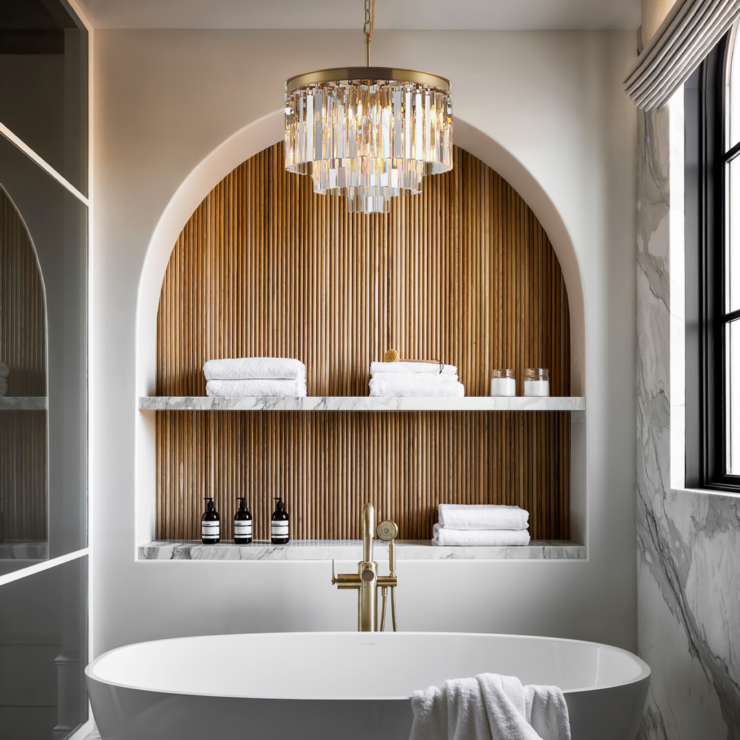 Della  Multi-Tier Clear/Smoke Crystal Round Chandelier