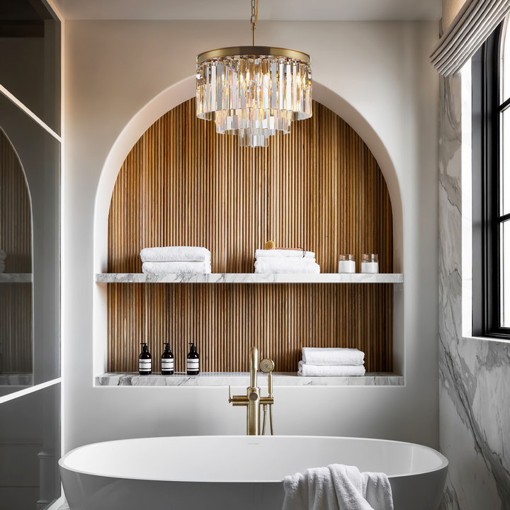 Della  Multi-Tier Clear/Smoke Crystal Round Chandelier
