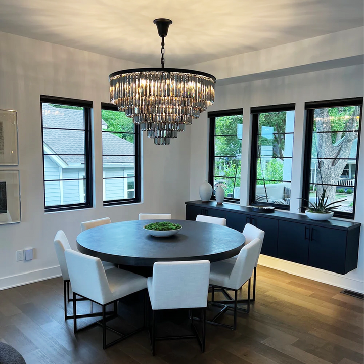 Della  Multi-Tier Clear/Smoke Crystal Round Chandelier