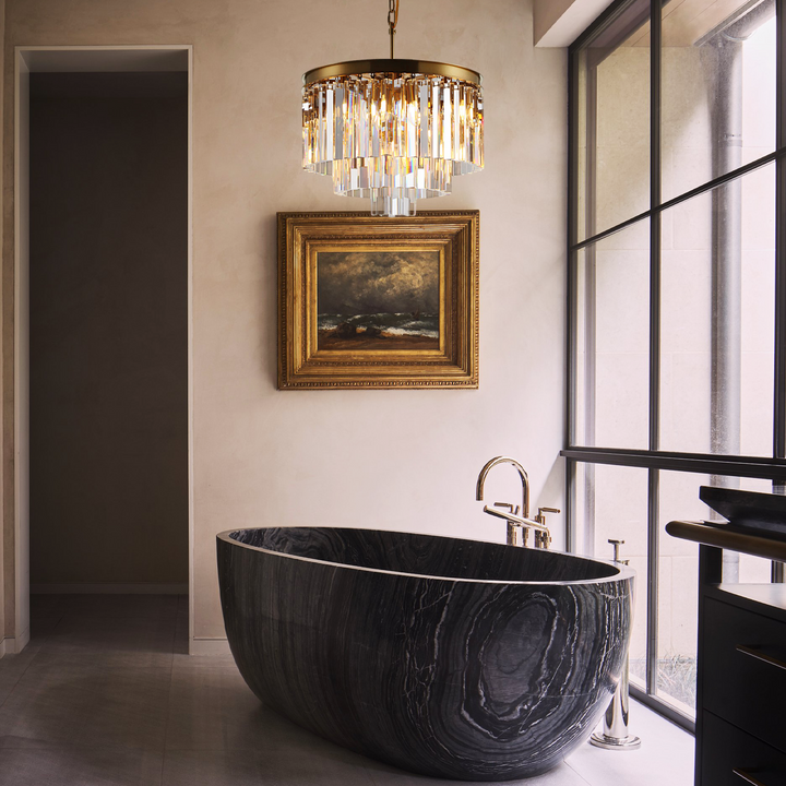 Della  Multi-Tier Clear/Smoke Crystal Round Chandelier