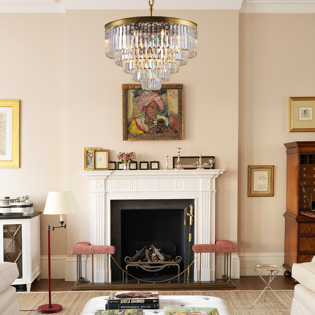 Della  Multi-Tier Clear/Smoke Crystal Round Chandelier