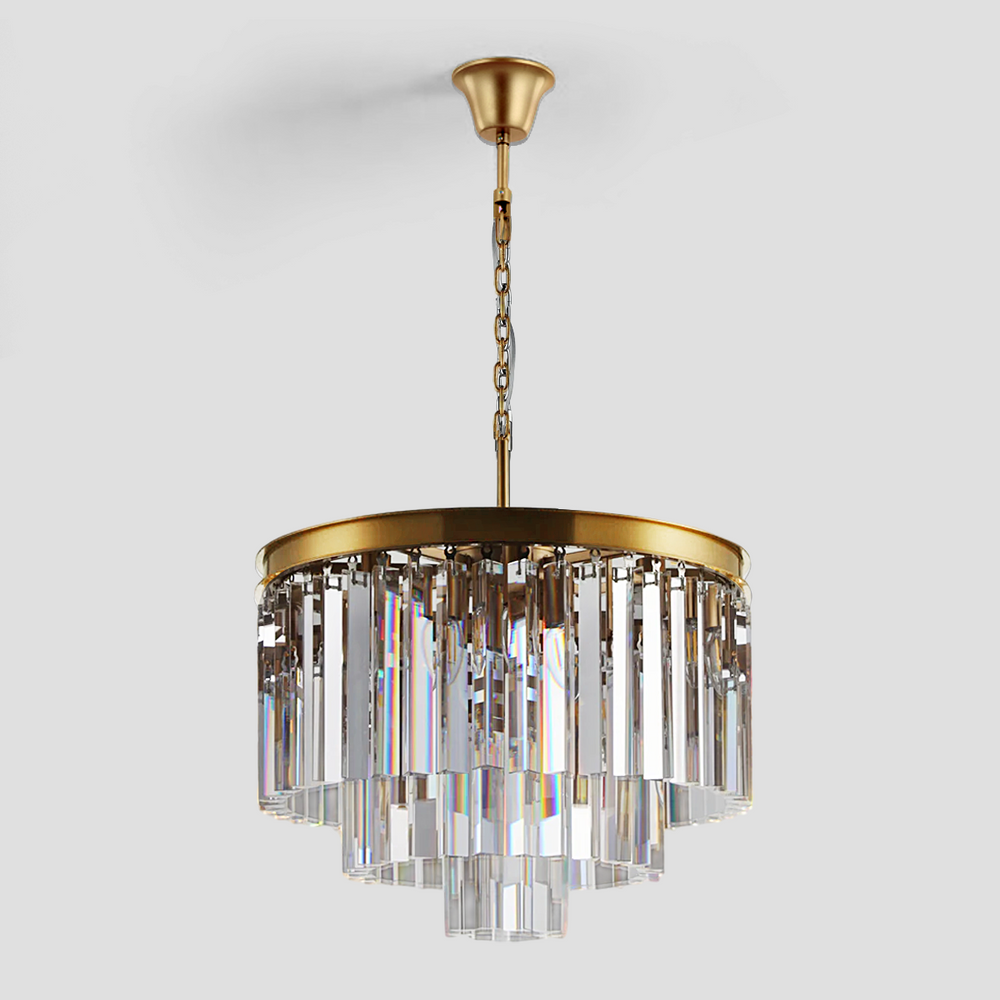 Della  Multi-Tier Clear/Smoke Crystal Round Chandelier
