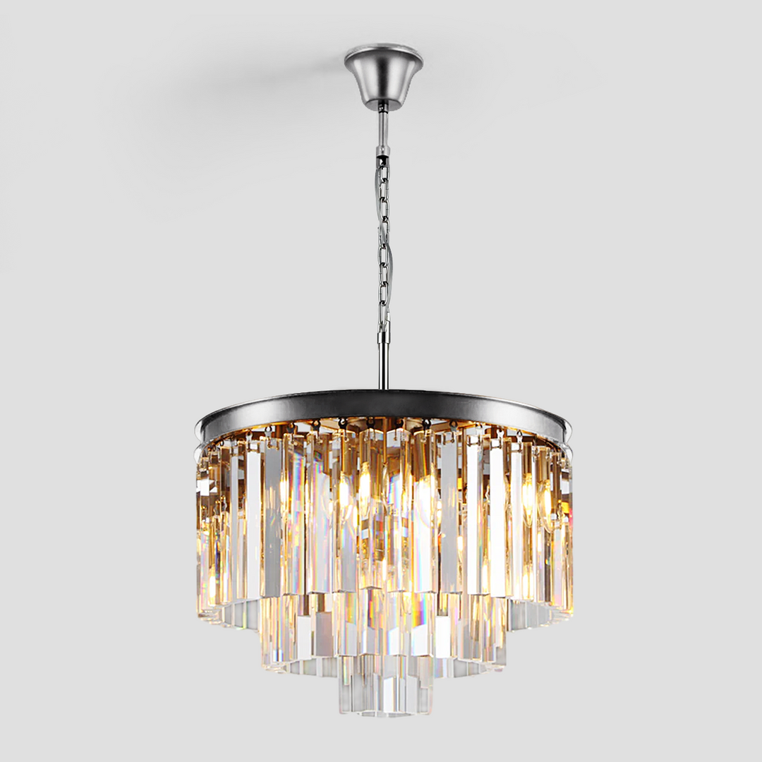 Della  Multi-Tier Clear/Smoke Crystal Round Chandelier