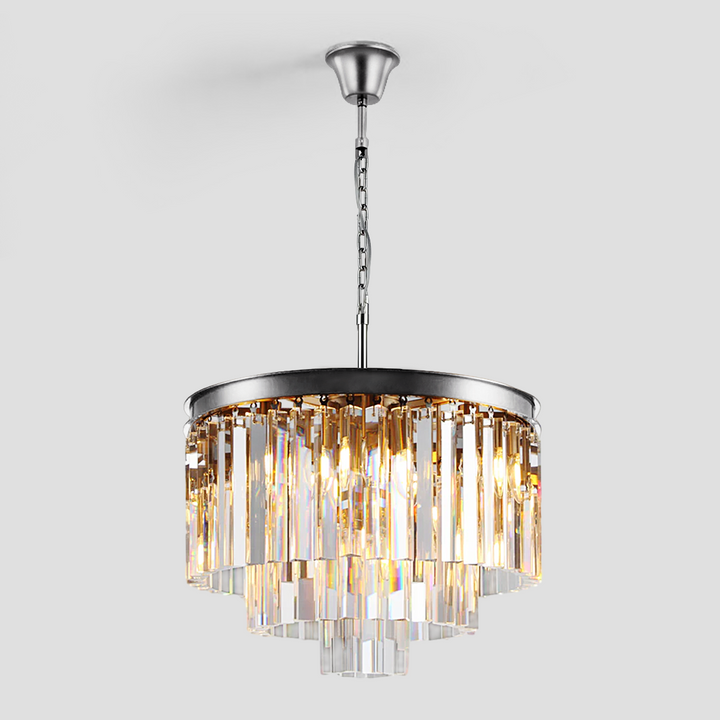 Della  Multi-Tier Clear/Smoke Crystal Round Chandelier
