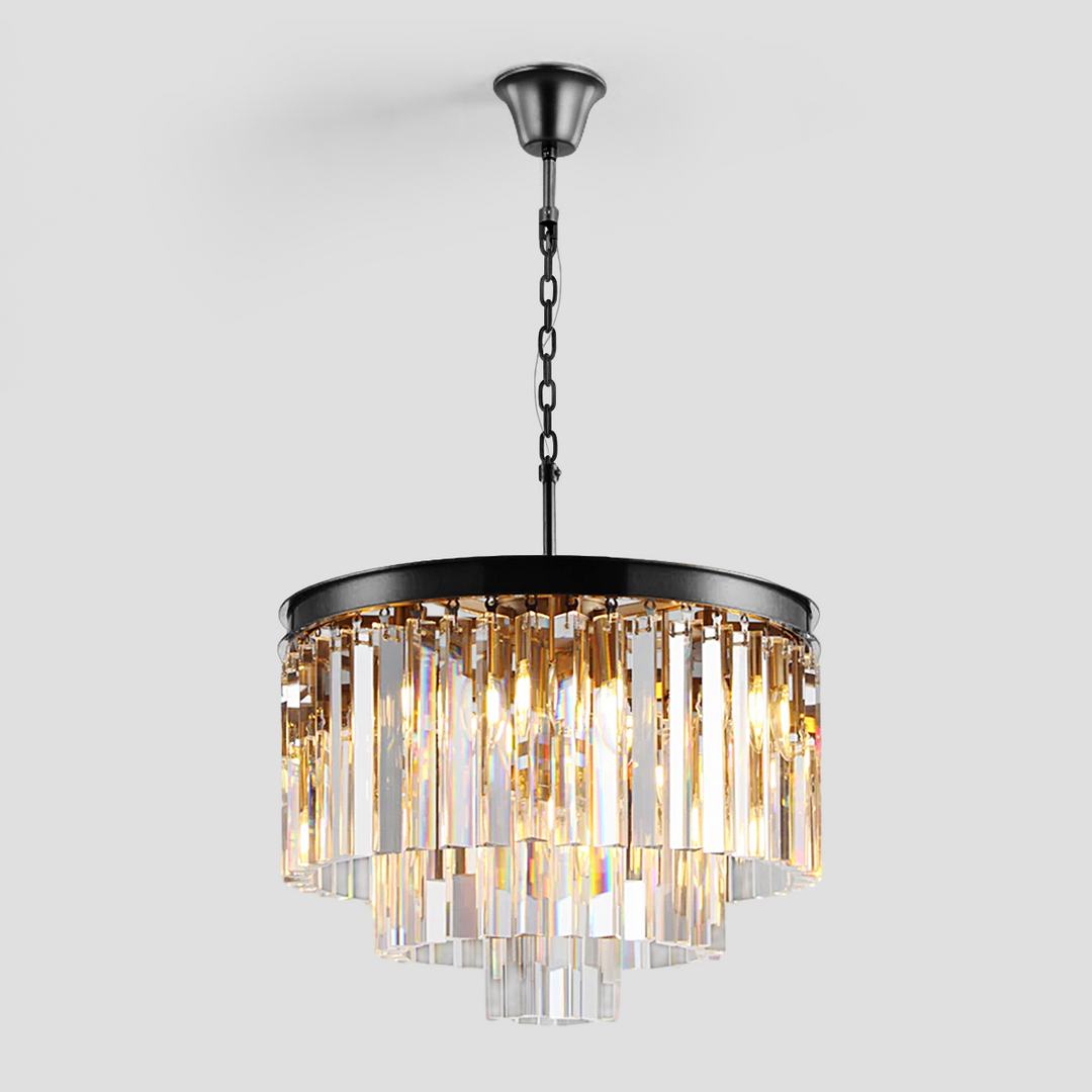 Della  Multi-Tier Clear/Smoke Crystal Round Chandelier