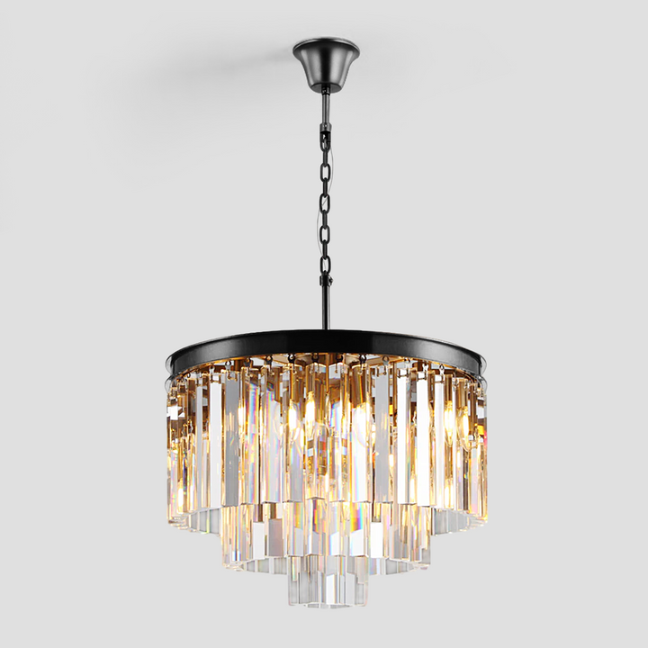 Della  Multi-Tier Clear/Smoke Crystal Round Chandelier