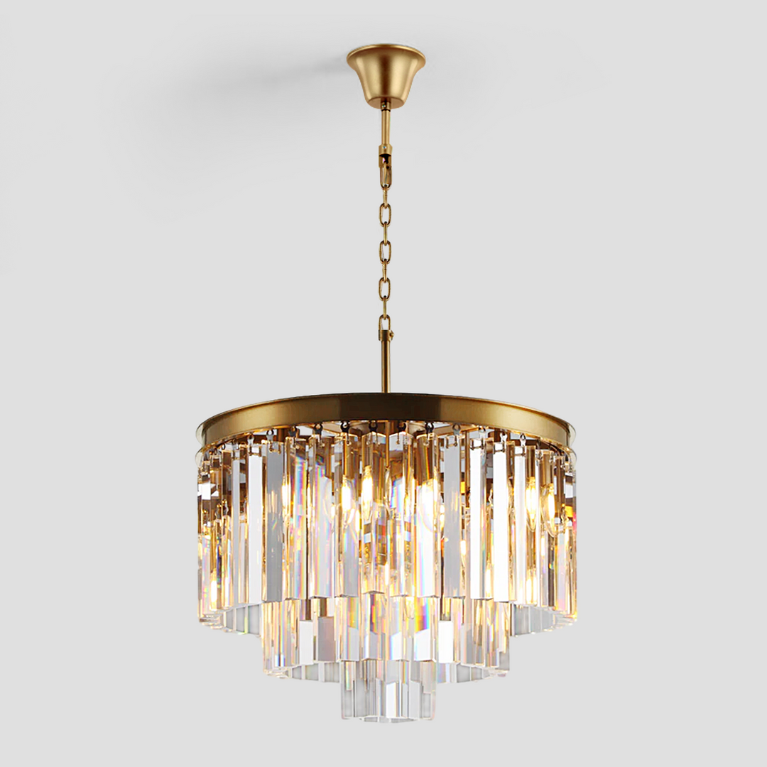 Della  Multi-Tier Clear/Smoke Crystal Round Chandelier