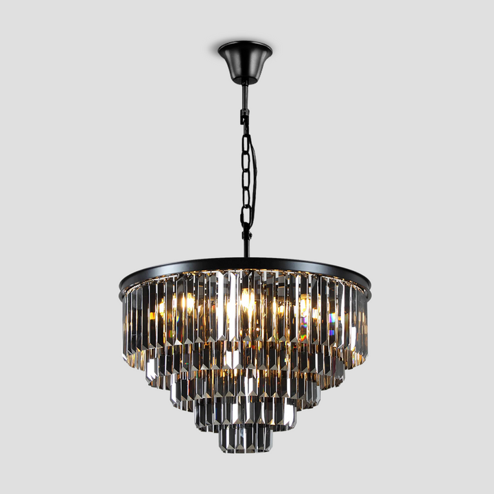 Della  Multi-Tier Clear/Smoke Crystal Round Chandelier