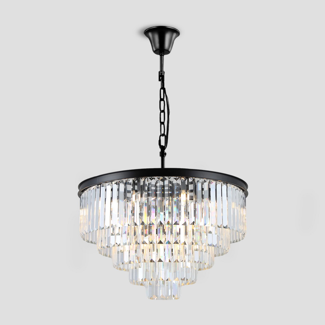 Della  Multi-Tier Clear/Smoke Crystal Round Chandelier