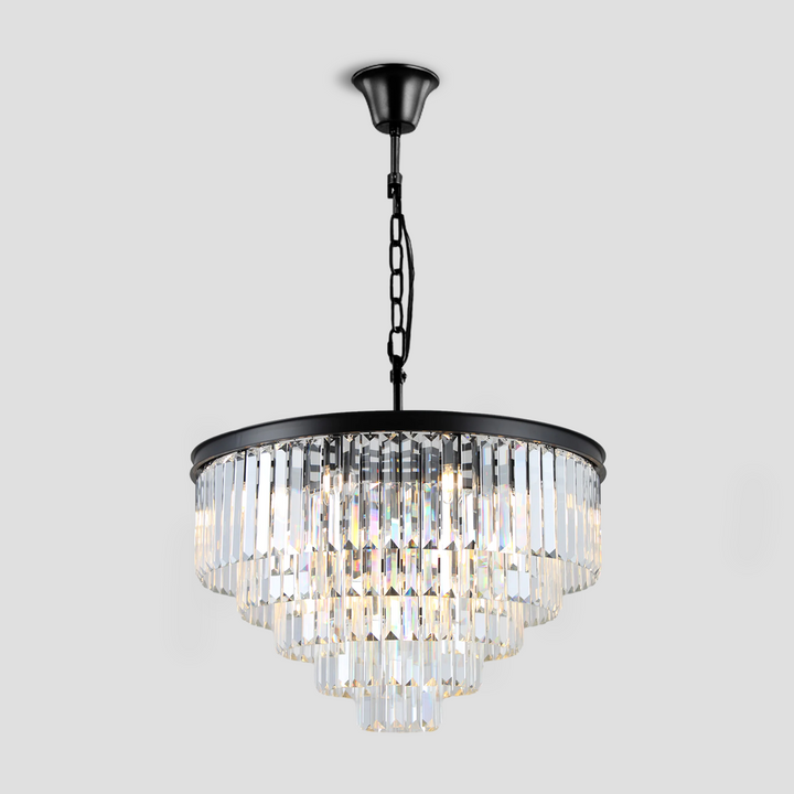 Della  Multi-Tier Clear/Smoke Crystal Round Chandelier