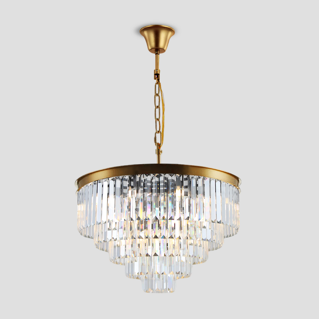 Della  Multi-Tier Clear/Smoke Crystal Round ChandelierChandelier